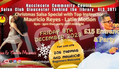 Christmas salsa party Gloucester Mauricio Reyes in Gloucester
