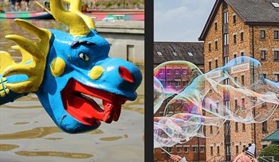 Dragon boats and bubbles at the Docks.