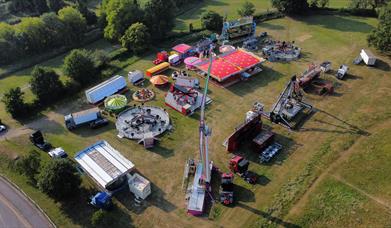 Aerial view of funfair rides