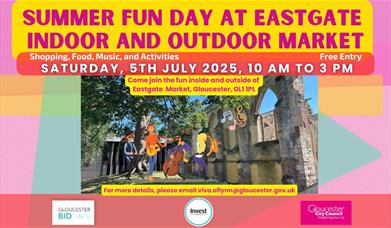 Summer Fun Day invite at Eastgate Market on Saturday 5 July 10 am to 3 pm free entry