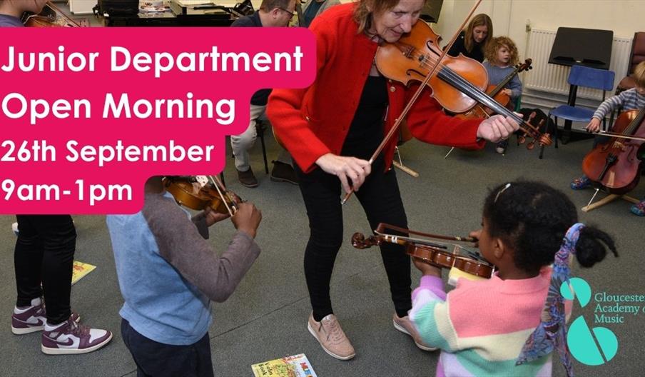 Young musicians with teacher