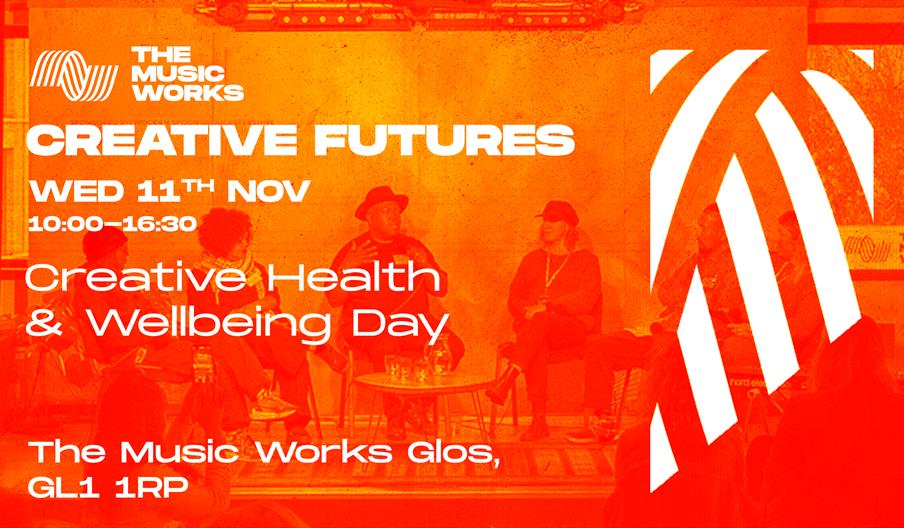 Creative Health and wellbeing day event graphic in orange.