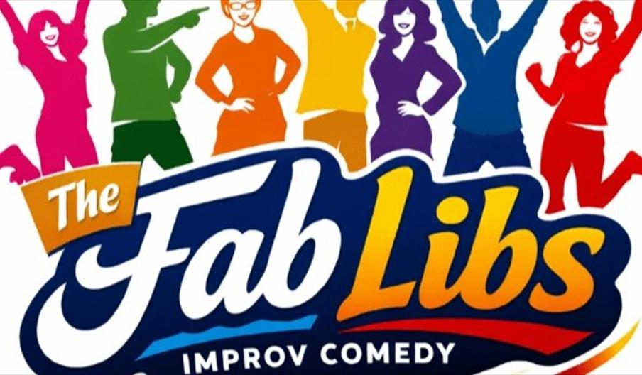 Multicoloured silhouettes of three men and three women smiling and waving their arms in the air