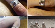 A picture containing four images of rings that can be made on the sterling silver ring making workshop run in Gloucester.