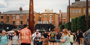 Crowds gather at the Gloucester Food Dock.