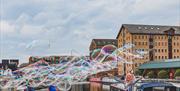 Bubbleologist at the Food Dock.