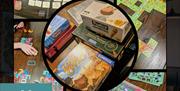 A collage of board game photos.