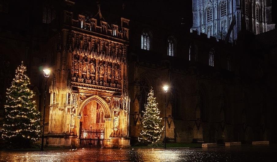 Gloucester Cathedral Christmas Experience at Night