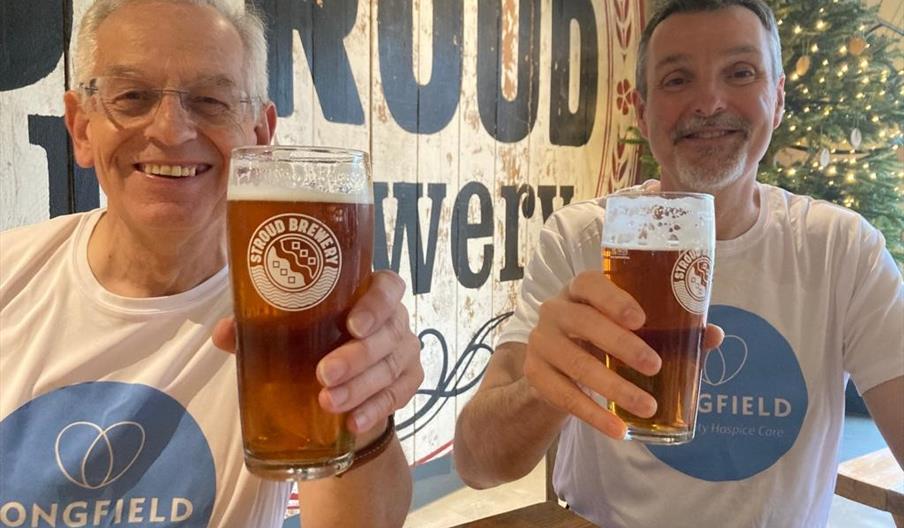 Ian Cherry and Rob Tuttle enjoying a pint of ale at Stroud Brewery