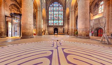 Photo showing the Labyrinth in Gloucester Cathedral's Nave